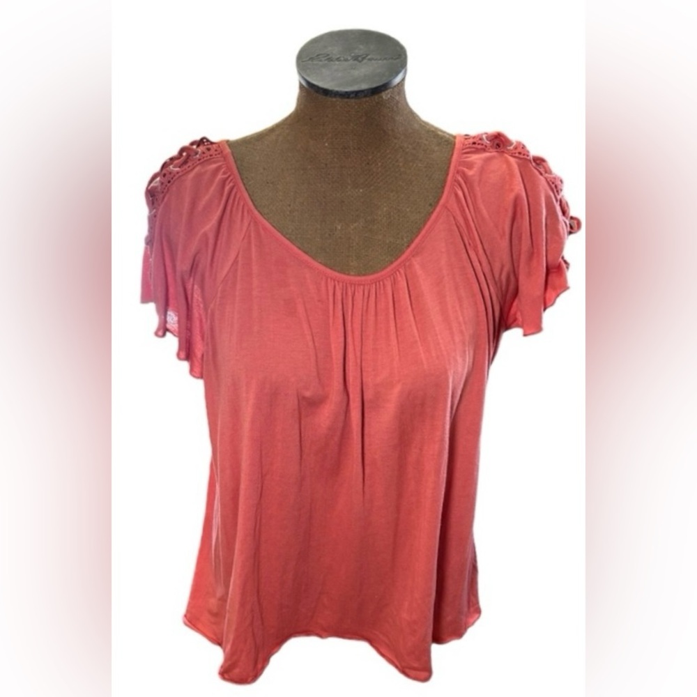 New York Laundry orange top w/lace up shoulders size M